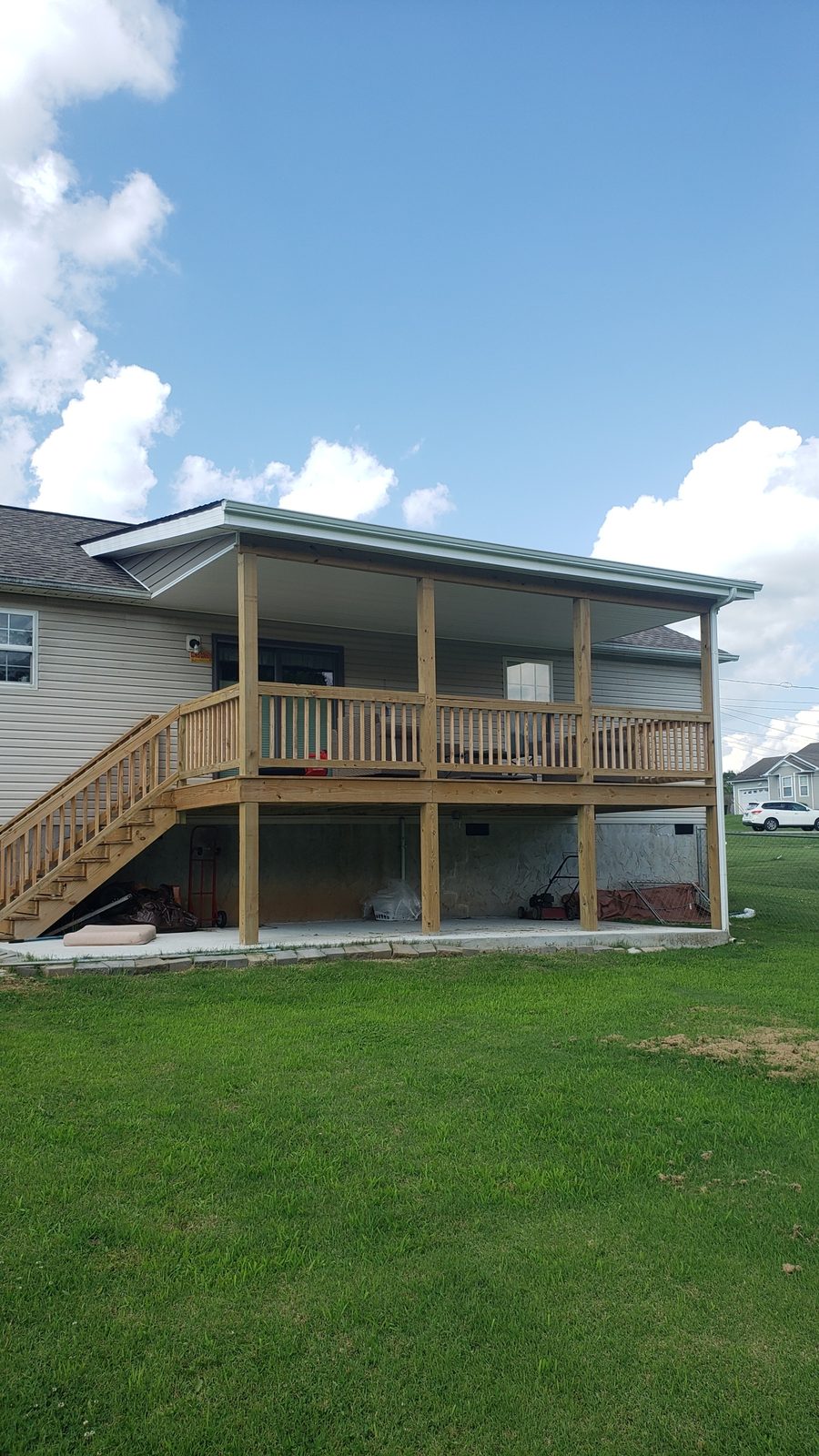 Decks: Covered deck with stairs — Hendersonville — KDC Construction, Middle Tennessee