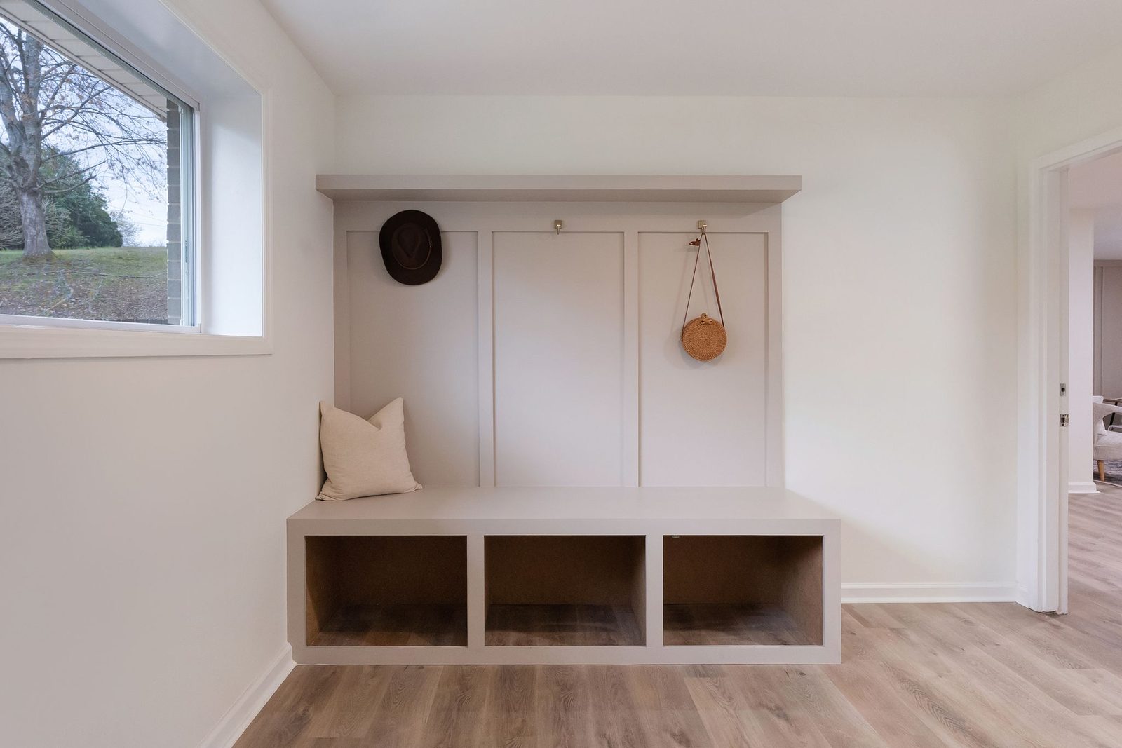 Finish Carpentry: Custom mudroom bench — Spring Hill — KDC Construction, Middle Tennessee